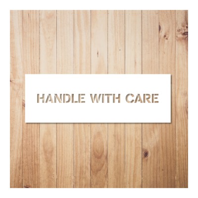 Sjabloon 300x100mm, "Handle with care", Cargo