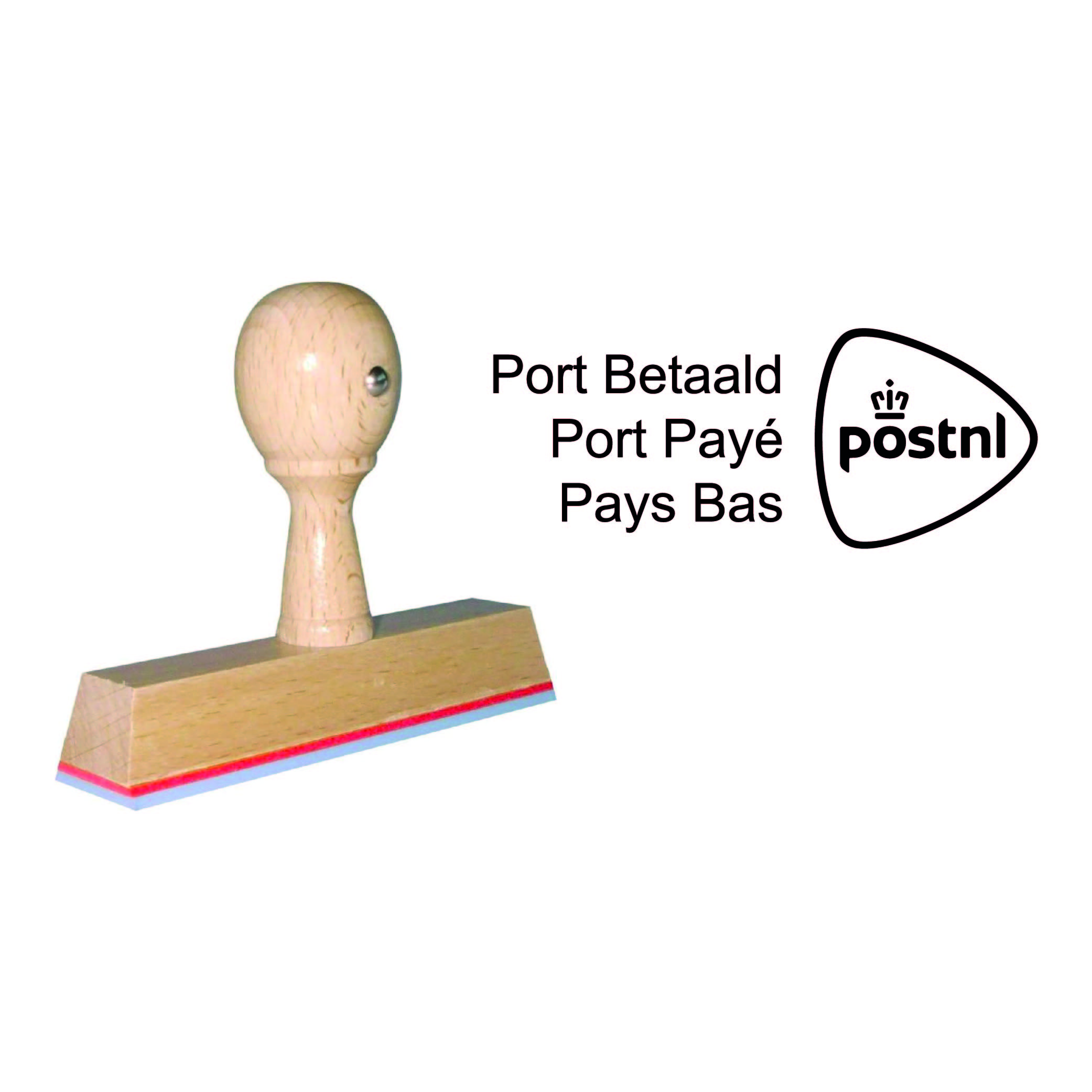 Port Betaald Stempel PostNL - Internationaal - Hout met Logo